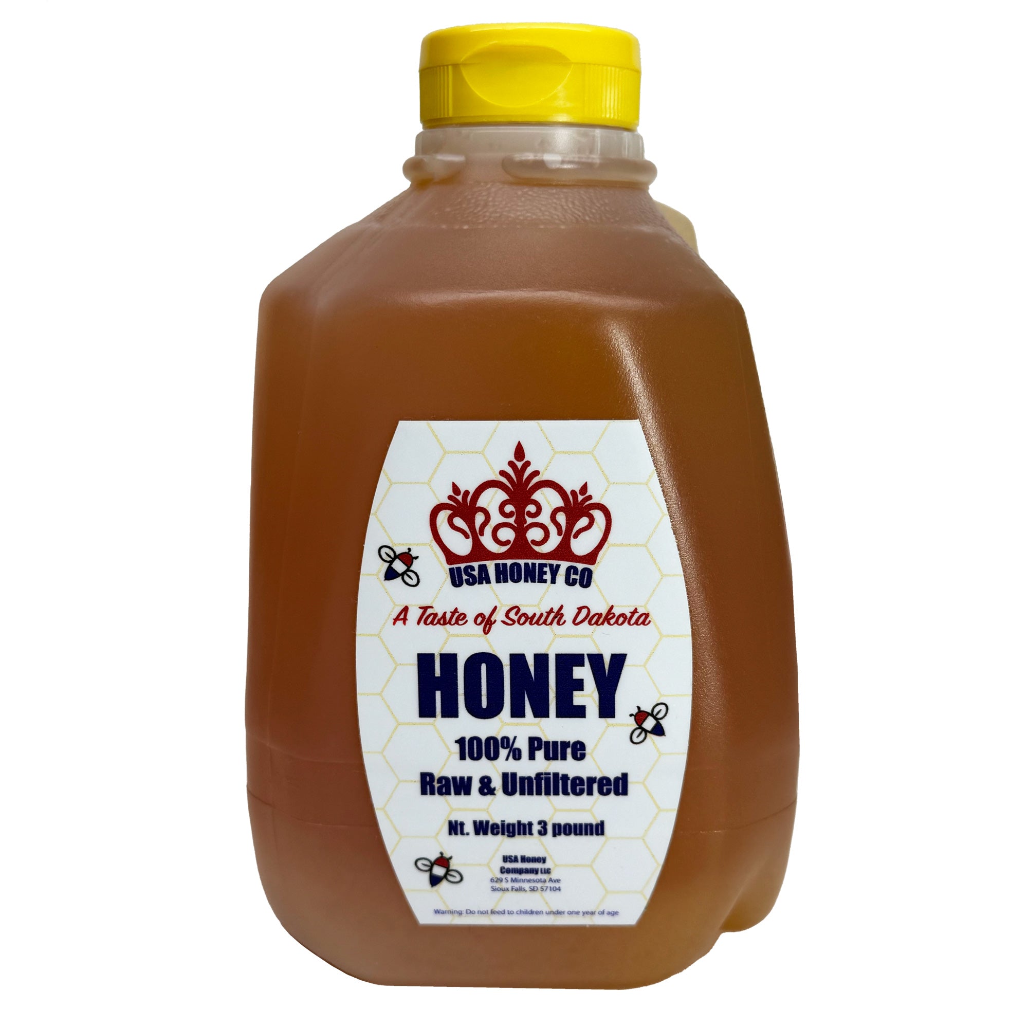 3 lb Bottle - Raw & Unfiltered Honey - A Taste of South Dakota